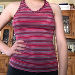 Red stripped sports bra never used